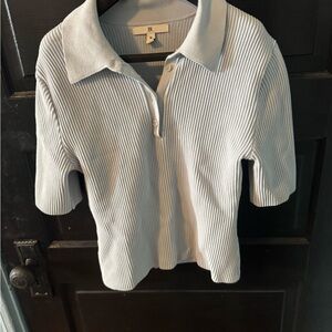 Banana Republic Pale Blue Ribbed Polo